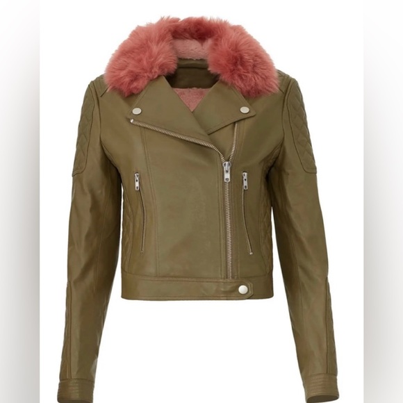 SAMANTHA SIPOS Faux Fur Moto Leather Jacket - Picture 4 of 17